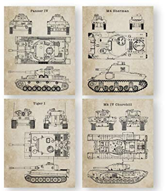 Wandbild, 2. Weltkrieg, 2. Weltkrieg, 20,3 x 25,4 cm, ungerahmt, Vintage-Stil und Aussehen, 4 Stück