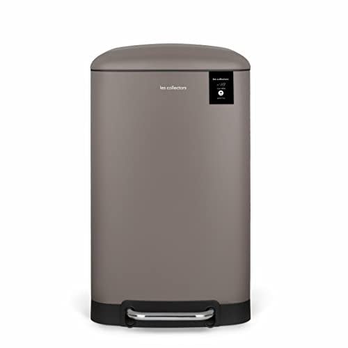 Les Collectors Küchen-Tretabfalleimer Edelstahl N°719, Fassungsvermögen 30 L, Kompakt, Praktisch, Herausnehmbarer Inneneimer, Design, Strapazierfähig, Geräuscharmer Deckelverschluss, Taupe