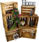 Vintage Kisten geflammt 50x40x29cm / 40x30x25cm Deko & Möbelkisten Wohnwand Obstkisten Weinkisten Optik DIY Upcycling (7er Set Mix)