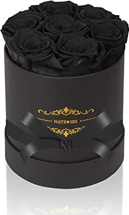 NATROSES Konservierte echte Rosen in einer Box, Rosen, die bis zu 3 Jahre halten, langlebige Rosen, Geschenke für sie, Valentinstagsgeschenke für sie (schwarz)