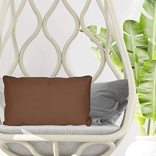 LILENO HOME Kissen 50x30 cm [2er Set] - Wasserabweisende Kissenhülle Braun (ohne Füllkissen) - Kissenbezug wasserfest als Gartenkissen oder Dekokissen - Kissenhülle Indoor und Outdoor