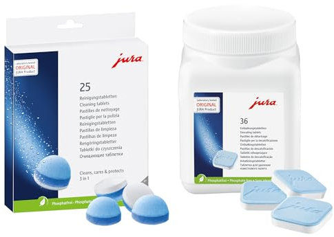 Jura Lot de 25 tablettes de nettoyage (3 phases) + 36 tablettes de détartrage