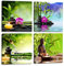 Leinwanddrucke Zen Wandkunst Spa Dekor Buddha Poster Grün Bambus Stein Orchidee Küche Schlafzimmer Gemälde Home Office Dekorationen für Wohnzimmer 4 Panel Bilder 30,5 x 30,5 cm Gerahmtes modernes