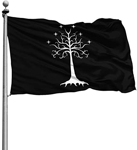 Arbre Blanc de Gondor Anneau Roi Drapeau de Jardin Hiver Résistant à la décoloration Bannière Décoratif Personnalisé Drapeaux pour Décoration d'extérieur, Halloween 90 x 150 cm
