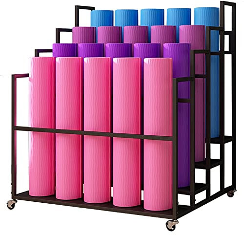 Yogamatte Aufbewahrungsregal Fitnessstudio Kommerziell Groß Yogamatten Ständer Organisator 3 4 Stufen Schaumstoffrollen-Aufbewahrungswagen Mit Rädern, Studio Klassenzimmer Trainingsmatten Rack ( Color