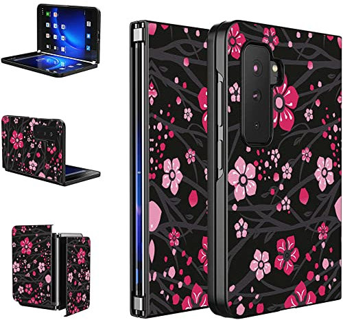 BWEGRHE Coque intégrale ultra fine en cuir synthétique pour Microsoft Surface Duo 2 Motif fleurs de cerisier rose