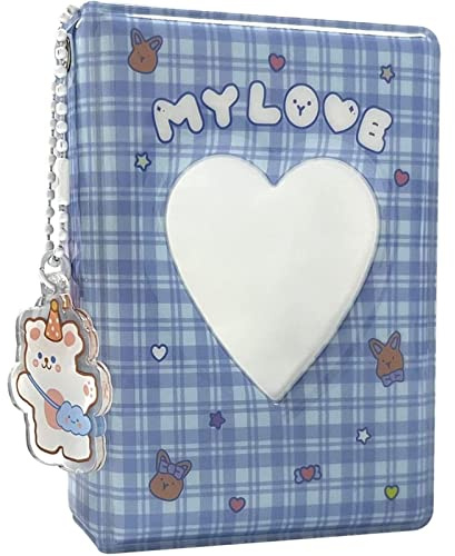 runrayay 3 Zoll Mini-Fotoalbum Kpop Photocard Workbook, Photocard Holder Book mit Anhänger, Visitenkasten 40 Taschen, blau