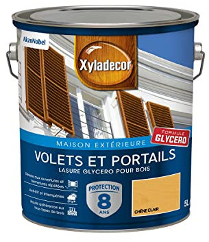 Xyladecor - Lasure Protectrice pour Bois Extérieur - Volets, Portails, Portes, Fenêtres - Couleur : Satin Chêne Clair - Quantité : 5 L