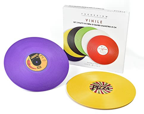 Munus International Foodesign Vinile, Set di due sottopiatti, Giallo e Viola