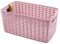 CABLEPELADO Cesta de Almacenamiento Organizador, Cesta de Almacenaje Multiuso, Caja Organizadora, Cesta de baño, 38 cm largo x 19 cm alto x 28 cm fondo, Capacidad 18 litros, Rattan, Rosa