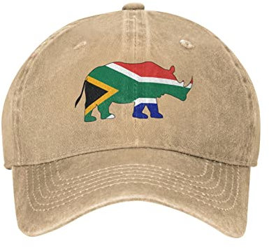 Rhino Südafrika-Flagge, Unisex, Cowboyhut, Baseballkappe, verstellbar, für Sport, Golf, Denim, Casquette-Kappe, Schwarz