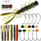 Dovesun Ned Rig Jigköpfe, Ned Rig Haken mit weichem Köder-Set, Unkrautloser Jigkopf, schwimmende Angelwürmer, Krebsköder, Pilzköder, Jigköpfe für Barschangeln, Ned Rig-Set, 80 Stück