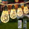 A.bigwhale Cadena de luces para exteriores, cadena de luces blanca cálida para uso interior y exterior, 20 bombillas LED para jardín, balcón, fiesta, boda
