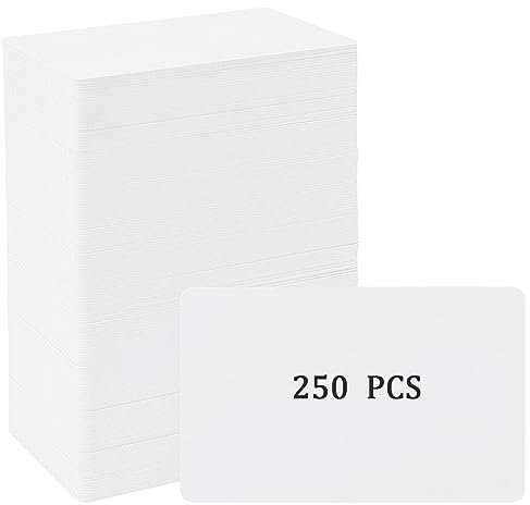 ZEONHEI 250 Stück leere weiße PVC-Karten, 0,76 mm Dicke, blanko, Kunststoff-Visitenkarten, bedruckbare weiße Karten, ID-Karten, blanko, 85 mm x 54 mm