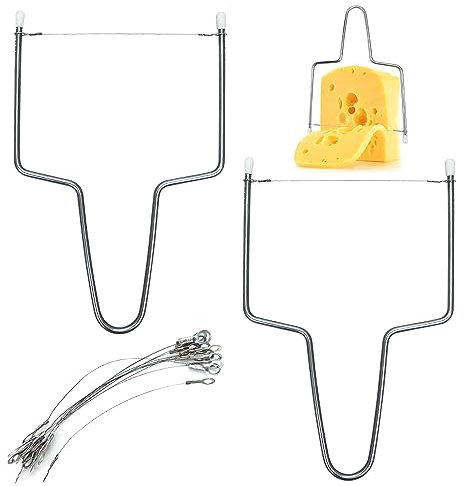 Lechengjia 2 Cheese Cutter 12pcs Cheese Wire Stainless Steel Cheese Wire Cutter Board Cheese Slicers for Block Cheese