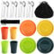 Evanda Ustensiles de Cuisine de Camping 20 pièces, Tasse légère réutilisable, Assiette et Couverts en Acier Inoxydable avec Sac Noir, pour Le Camping à 4 Personnes, Lavable au Lave-Vaisselle