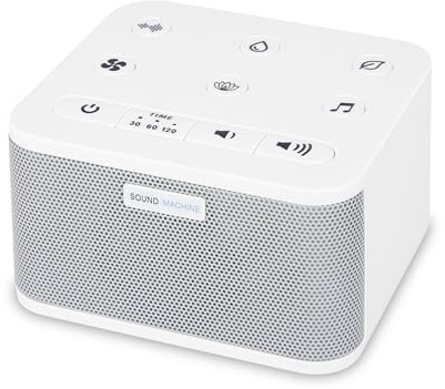 BIGMONAT Máquina De Ruido Blanco con Control Remoto,30 Fuentes de Sonido Calmantes Naturales y de Corriente Alterna (Incluidas),Adecuadas Para Adultos y Bebés Pequeños - Blanco