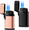Butane Torch 2 Pack, Windproof Flame Lighter, Refillable Gas Fire Lighter, Pocket Torch (Black & Rose Gold)