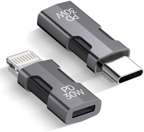 AGEEMY Adapter USB C to Lightening Adapter Lightening to USB C Support 30W PD (2pack), Lightening Female to USB C Male Adapter Compatible with Phone 15/14/13/12/11 Pro Max Mini/X/XR/XS/SE/Galaxy S23