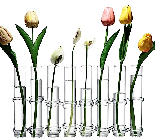 Dinyeo Blumenvase mit Scharnier, klein, Glas, faltbar, Reagenzglas, Anzuchtstation für Pflanzen, 8 Stück
