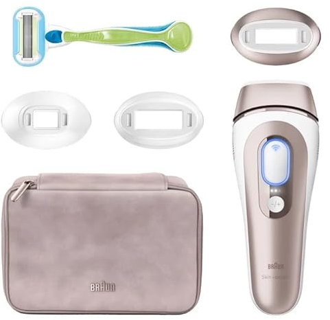 Braun Smart IPL 7 Skin i·expert – IPL Haarentfernungsgerät, Dauerhafte und Schmerzfreie Haarentfernung für Zuhause – inkl. Gratis App, Etui, Venus Rasierer, 3 smarte Aufsätze – PL7253, Weiß/Rosegold