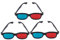 Lot de 3 lunettes 3D universelles rouges et bleues avec cadre vidéo dimensionnel pour jeux de films 3D, lunettes de visualisation 3D, téléviseurs et vidéos