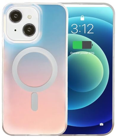 ESONG Cover Magnetica per iPhone 15 PLUS,Compatibile con MagSafe,Custodia Antiurto Protezione Rugged Rigida Protettiva Case con Effetto Iridescente,Smerigliato Traslucido Carina Shell per donna