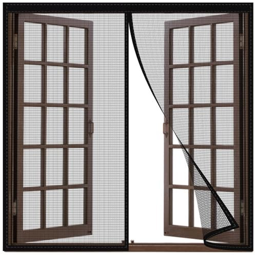 Magnet Fliegengitter Fenster Insektenschutz,160x215cm Magnetischer Fliegenvorhang Moskitonetz für Balkontür Terrassentür Kellertür Schwarz