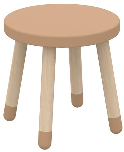 Flexa Dots Kinderstuhl aus Holz perfekt für Kinderzimmer | Runder vielseitiger Sitzhocker kann Man auch für Küche oder Wohnzimmer benutzen | Hocker Ø30cm | Farbe: Latte