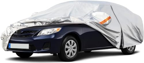 DLHFC Vollgarage Autoabdeckung für Toyota Corolla Sedan (1991-2006), Schnee/Kratzfest/Uv-Schutz Oxford Autoplanen Garagen, Hagelschutzplane,Silver