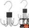 Belt Hanger Tie Hanger Wardrobe Closet Organiser Hanger for Clothes Space Savers Storage solutions with 8 Hooks,Rotating Hooks Ideal for Belts, Ties, Bags, Scarves, Hats Black 1 Pack Each