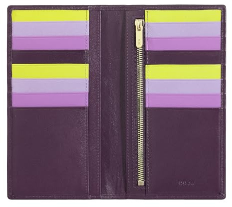 DUDU Brieftasche RFID-Schutz aus Leder bunt Gross mit 16 Karten-Fächern Deep Purple