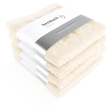 herzbach home Premium Handtücher 50 x 100 cm 4er-Set (Creme) - Hochwertige, weiche & saugstarke Handtücher in Bester Qualität - 100% natürliche Baumwolle
