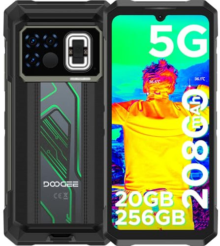 DOOGEE Fire 6 Max 5G Outdoor Handy Wärmebildkamera,20GB+256GB 20800mAh 33W Outdoor Smartphone Ohne Vertrag,50MP+20MP Nachtsehen, Dual 120M Taschenlampen,6.78 FHD+ 120Hz,LED Licht/NFC/Face ID/Dual SIM