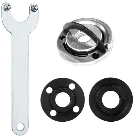 VZU 4PCS Angle Grinder Spanner Angle Grinder Attachments, 125mm Grinder Angle Spanner Wrench Flange Nut M14 Thread Self Locking Plate with Angle Grinder Key and Inner Outer Flange