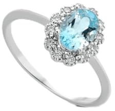 Generico Ring Glühwürmchen aus Weißgold mit Diamanten und Aquamarin ANFOXOV/3A, Gold, Aquamarin