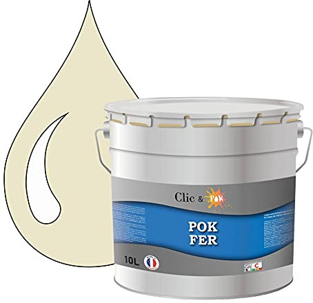 POK Peinture fer antirouille - Laque extérieure Semi-Brillante FER - 10L - RAL 1013 Blanc perlé