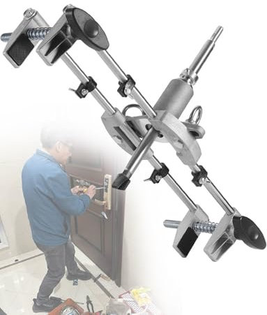 Generisch Türschloss-Lochöffner-Set, Türbeschlag-Set mit 3/5-teiligen Wolframstahl-Fräsern und Zubehör, Türöffner mit Lochsäge for Stemmvorrichtung, for Holztüren(3 Blades)