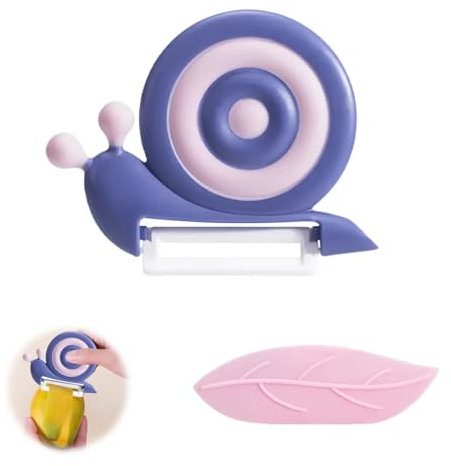 LUMOOM Sparschäler Schnecken, Sparschäler Kartoffelschäler Kinder, Keramik Kartoffelschäler, Gemüseschäler mit Rutschfester Griff, Ergonomischer Spargelschäler für Obst, Gemüse (Blau)