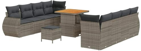 vidaXL Gartensofa-Set 11 STK. Grau Poly-Rattan