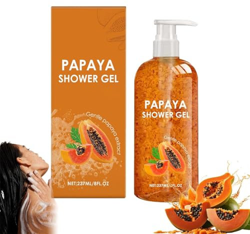 Gel de douche hydratant à l'huile de papaye, gel de douche de beauté pour la peau, lavage du corps en papaye pour blanchiment de la peau, corps quotidien doux propre pour les femmes et (1pcs)