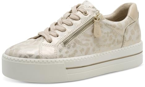 Jana Damen Plateau Sneaker mit Reißverschluss Vegan, metallic (Gold Leo met), 38 EU