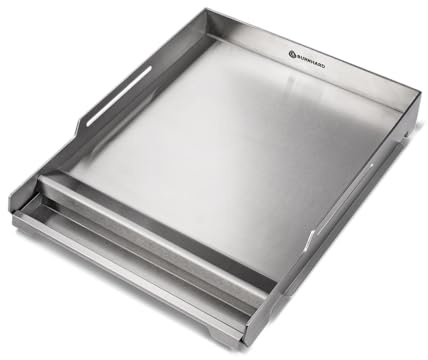 BURNHARD® Premium Plancha Grillplatte Edelstahl für Gasgrill GRANT – massive 4 mm Grillfläche, hoher Rand & Fettauffangschale, spülmaschinenfest