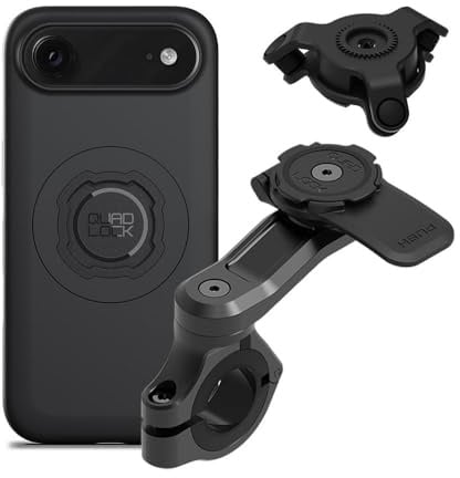 Quad Lock Supporto per telefono per manubrio di moto pro con ammortizzatore di vibrazione e custodia MAG per iPhone 17 Air