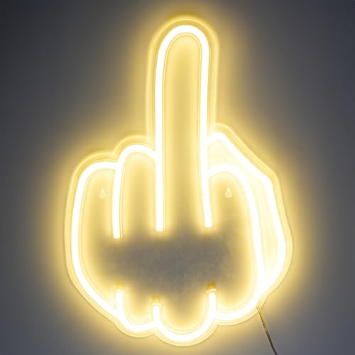 HOME DECO FACTORY - LA0214 - LED Neon Effekt Fingerlampe für dekorative Beleuchtung - Kunststoff Leuchte - Maße 29 x 42 x 1,6 cm - Gelb
