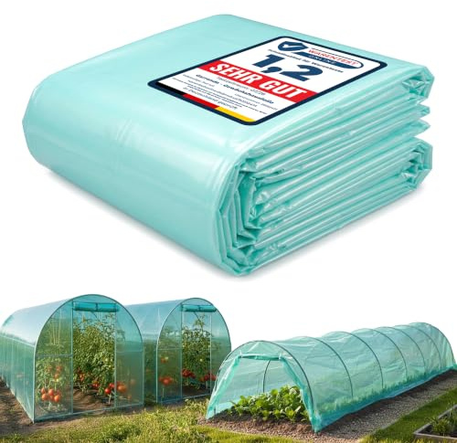 Garronda 6x12 m Gewächshausfolie UV Folie Abdeckfolie Folientunnel GD-0198 | Grün, UV-stabilisiert, 3-schichtig, reißfest, als Tunnelfolie für Gewächshaus, Treibhaus, Frühbeet und Pflanzenabdeckung