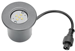 BOLD Aluminium LED Bodeneinbauleuchte für 24V System (inkl. M12 Stecker, 3000K, IP67) - anthrazit | Anthrazit Bodenstrahler mit M12 Stecker für das BOLD 24V Gartensystem, 60 Lumen, 1 W, Dimmbar, robuste Wegeleuchte