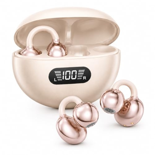 Auriculares Inalambricos Bluetooth 6.0, Auriculares de Oreja Abierta con Clip, Cascos Inalambricos Bluetooth con Micrófono ENC, 48H, IPX7, Control Táctil, Ajuste Seguro para Deporte y Diario