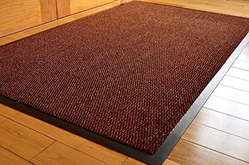 TrendMakers DOOR MATS BIG EXTRA LARGE (BROWN & BLACK) BARRIER MAT RUBBER EDGED HEAVY DUTY NON SLIP KITCHEN ENTRANCE HALL RUNNER RUG MATS 90x120CM (3ft x 4ft) | POLYPROPYLENE PILE