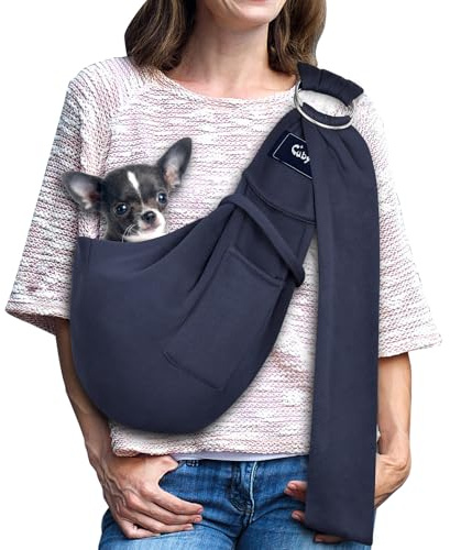 Cuby Hundetragetuch für Hunde und Katzen, wendbar, für Haustiere, Papoose Bag, weiche Tasche und Tragetasche, geeignet für Welpen, kleine Hunde und Katzen für Outdoor-Reisen (Silbergrau)